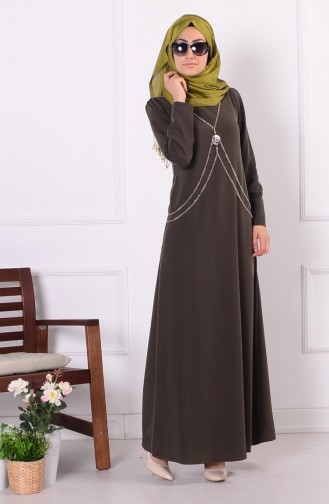 Khaki Hijab Dress 4042-03