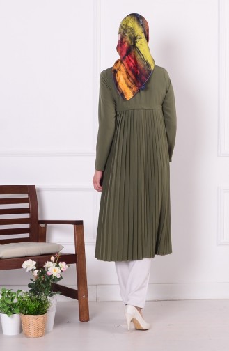 Pileli Uzun Tunik 2071-05 Haki Yeşil