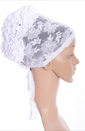 Ruched Frilly Bone 02 White 02