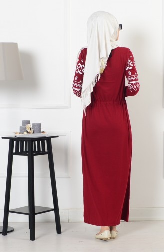 Claret Red Hijab Dress 4600-03