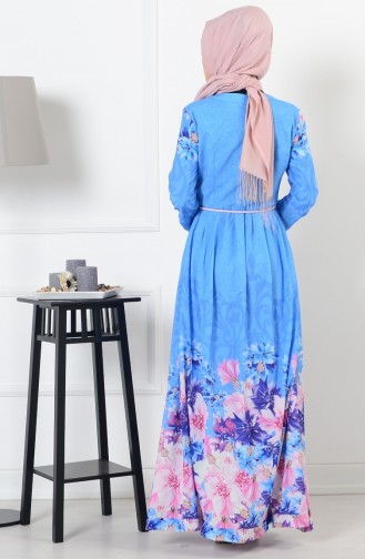 Blue Hijab Dress 6526B-01