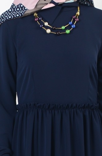 Crepe Necklace Dress 6558-06 Navy Blue 6558-06