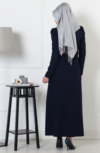 Navy Blue Hijab Dress 7122-02