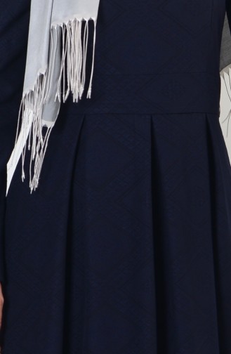 Navy Blue Hijab Dress 7122-02