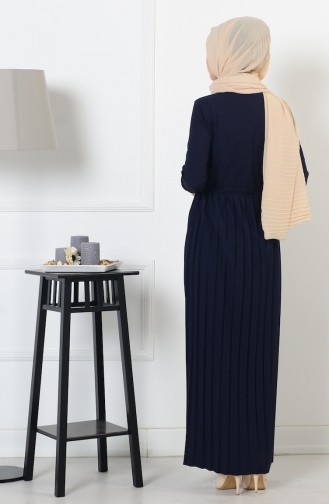 Navy Blue Hijab Dress 7135-01
