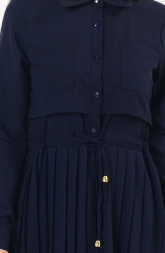 Navy Blue Hijab Dress 7135-01