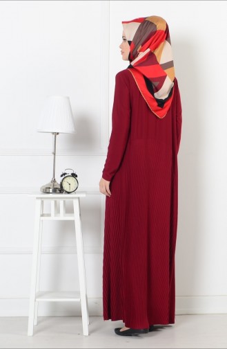Claret Red Hijab Dress 8040-05