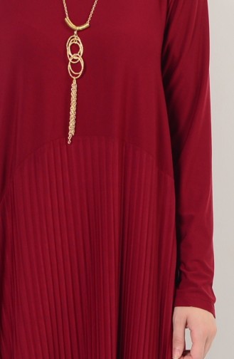 Claret Red Hijab Dress 8040-05