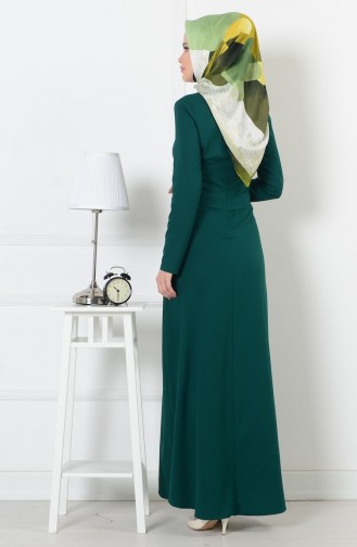 Uzun Zincirli Elbise 2647-04 Yeşil
