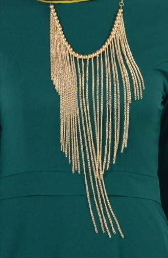 Uzun Zincirli Elbise 2647-04 Yeşil