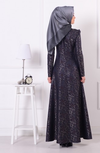 Dunkelblau Hijab-Abendkleider 7021-02