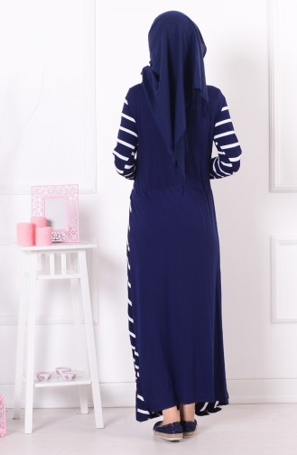 Navy Blue Hijab Dress 0407A-01