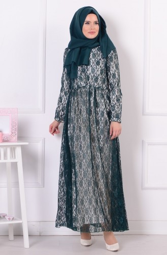 Khaki Hijab Evening Dress 70105-03