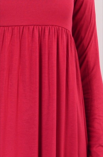 فستان بتصميم طيات  0729-03 لون أحمر 0729-03