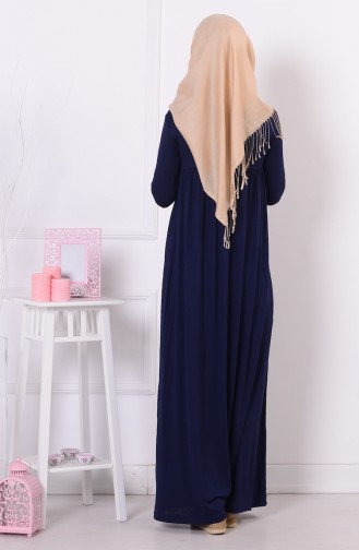 Navy Blue Hijab Dress 0729B-07