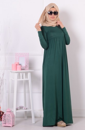 Emerald Green Hijab Dress 0729B-05