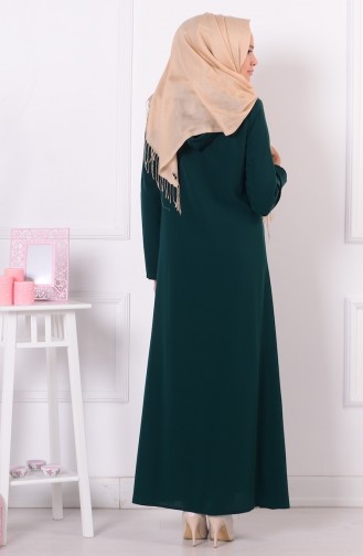 Abaya a Capuche 0480-01 Vert Emeraude 0480-01