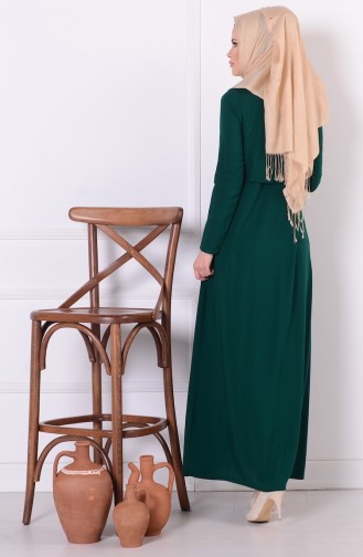 Grün Hijab Kleider 0850-03