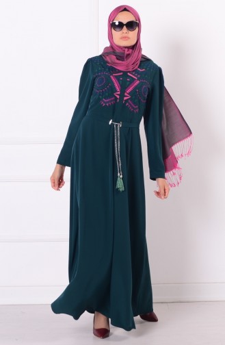 Emerald Green Hijab Dress 4047-06