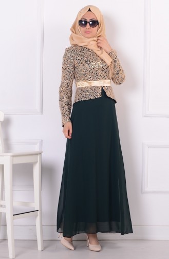 Green Hijab Evening Dress 55865-06