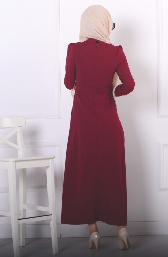 Claret Red Hijab Dress 4009-02