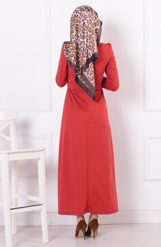 Brick Red Hijab Dress 4009-03