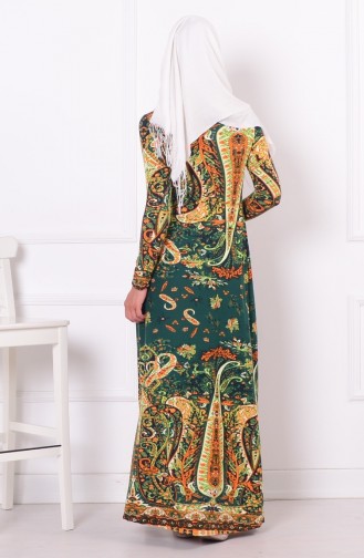 Green Hijab Dress 3056A-02