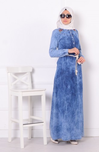 Blau Hijab Kleider 1056-02