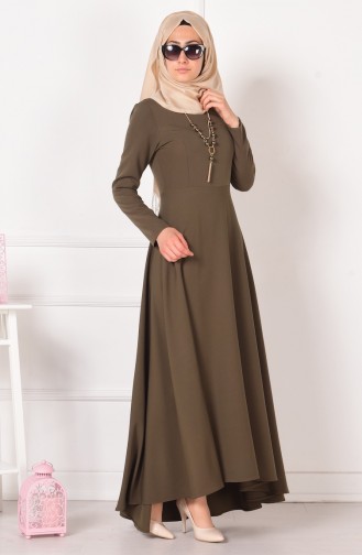 Asymmetrisches Kleid 4055-08 Khaki Grün 4055-08