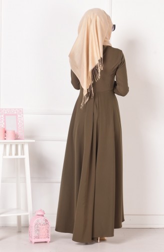 Khaki Hijab Dress 4055-08