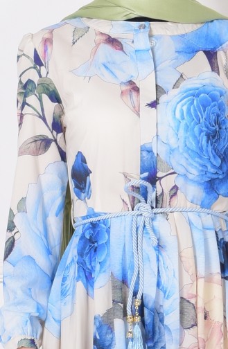 Çiçek Baskılı Elbise 6526C-04 Mavi