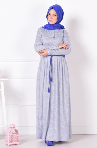 Saks-Blau Hijab Kleider 6517C-03