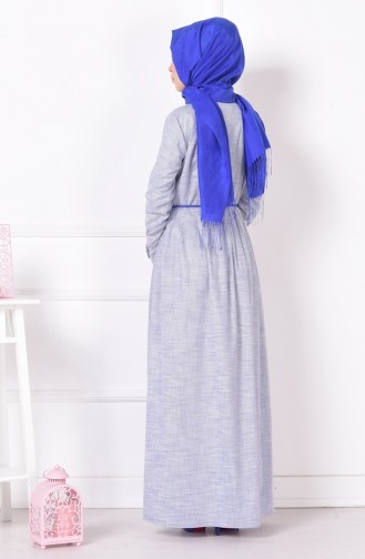 Saks-Blau Hijab Kleider 6517C-03