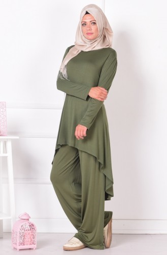 Penye Tunik Pantolon Takım 2553-02 Haki Yeşil