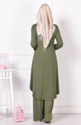 Penye Tunik Pantolon Takım 2553-02 Haki Yeşil