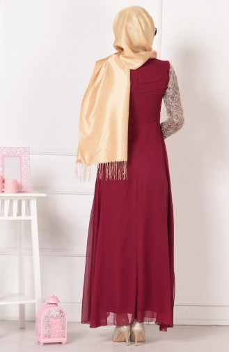 Weinrot Hijab-Abendkleider 2462-07