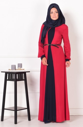 Claret Red Hijab Dress 2216-03