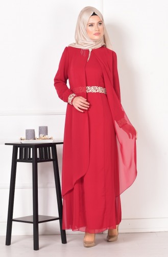 Claret Red Hijab Dress 52221-16