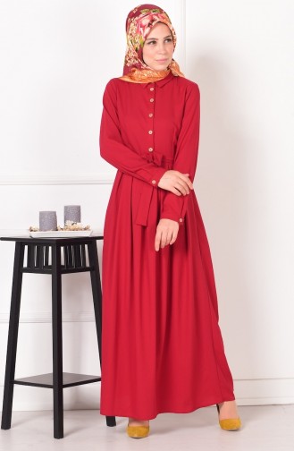 Claret Red Hijab Dress 2015-02