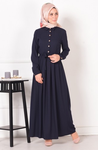 Navy Blue Hijab Dress 2015-03