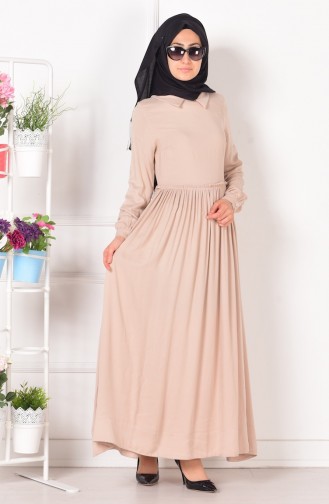 Beige Hijab Dress 4010-01