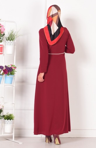 Claret Red Hijab Dress 4182-06