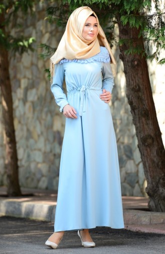 Ice Blue Hijab Dress 4061-04