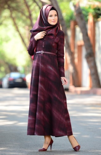 فستان ارجواني داكن 1073-03