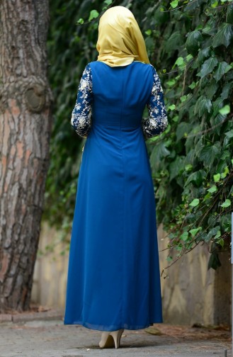 Petrol Hijab Evening Dress 52488-12