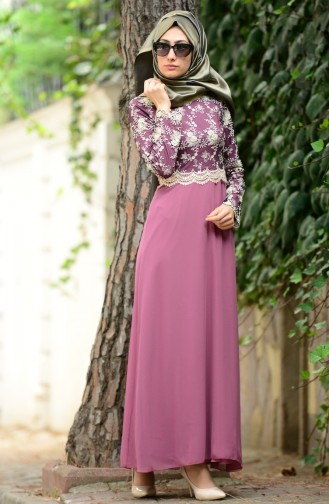 Dusty Rose Hijab Evening Dress 52488-13