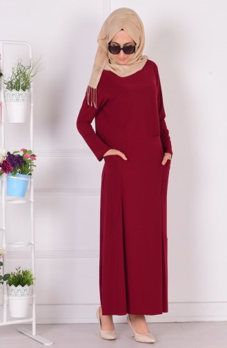 Claret Red Hijab Dress 1808-05