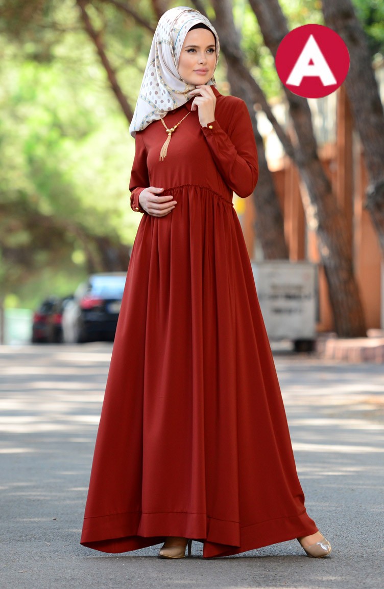 fitted lace wedding dress MKIUHNJ Hijab Dresses Women Islamic Dresses Women's Summer Women Casual  Long Dresses Solid Colour Dress Button V-Neck Elegant Dress Long Sleeve  Large Fashion Tail Dress Women's Elegant Dresses, red, S : Amazon.co.uk: main image 1