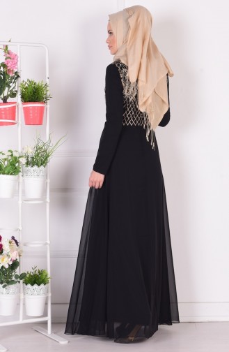 Pailetten Abendkleid aus Chiffon 1134-02 Schwarz 1134-02