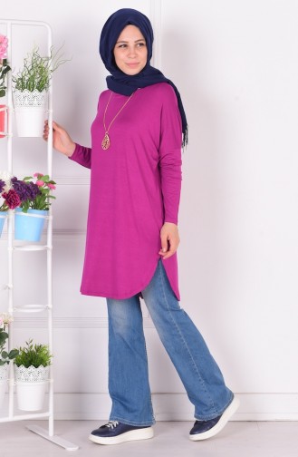 Kolyeli Tunik 5002-01 Mor